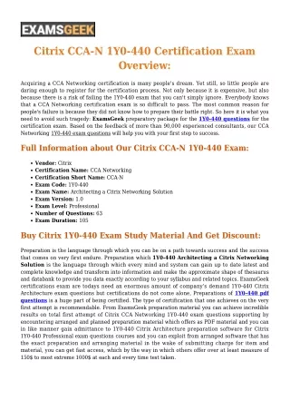 1Y0-440 Citrix Architecture Exam - Recommendations
