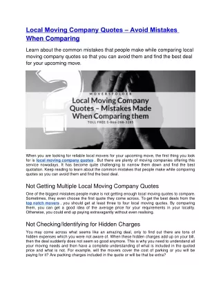 local moving company quotes avoid mistakes when