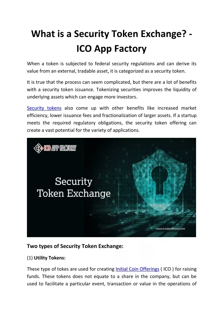 what is a security token exchange ico app factory