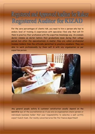 Registered and Approved Auditor for Rakez - Registered Auditor for KIZAD