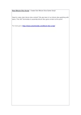 best bitcoin dice script create own bitcoin dice