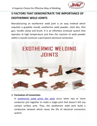 5 Factors That Demonstrate The Importance Of Exothermic Weld Joints