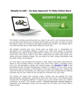 Shopify In UAE – An Easy Approach To Make Online Store