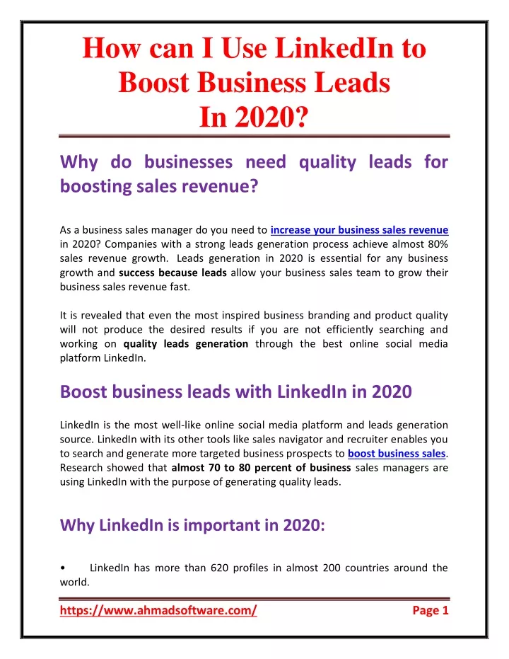how can i use linkedin to boost business leads