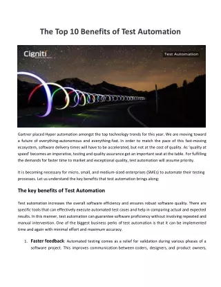 the top 10 benefits of test automation
