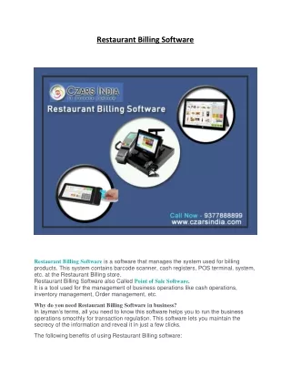 Restaurant Billing Software