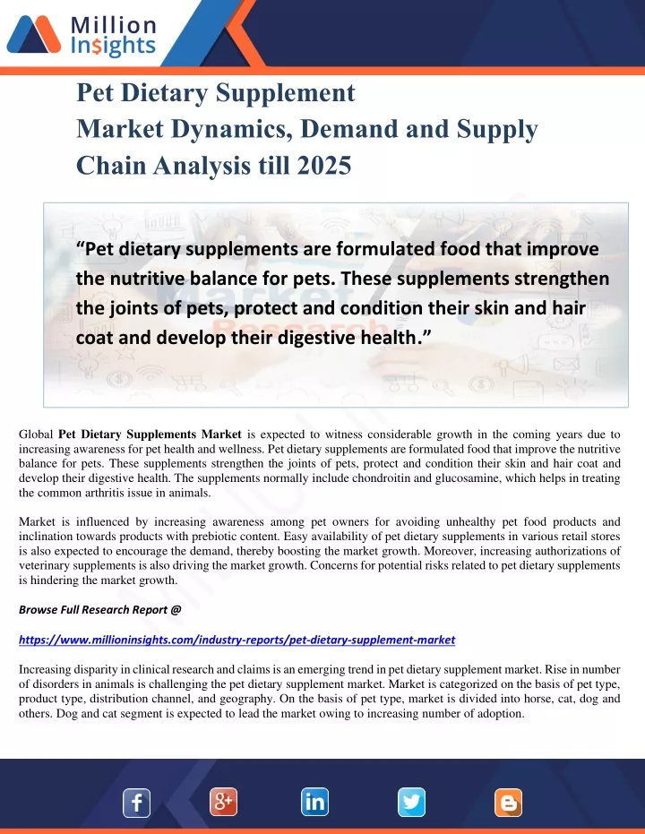 pet dietary supplement market dynamics demand
