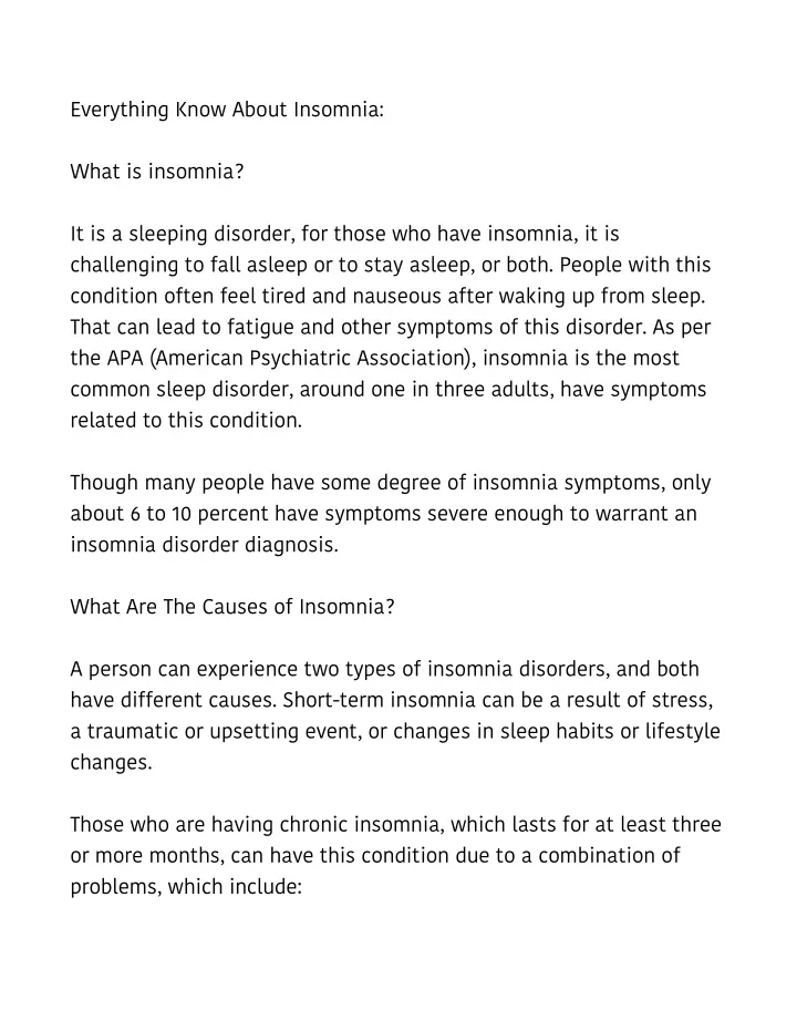 everything know about insomnia