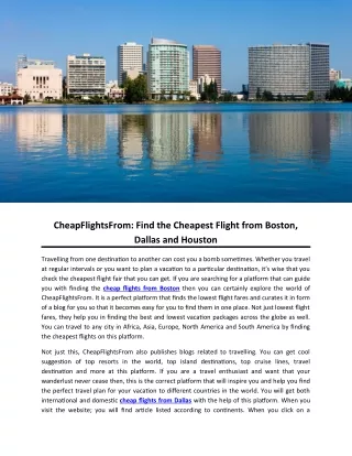 CheapFlightsFrom: Find the Cheapest Flight from Boston, Dallas and Houston