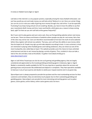 a review on sbobet casino agen or agent judi bola