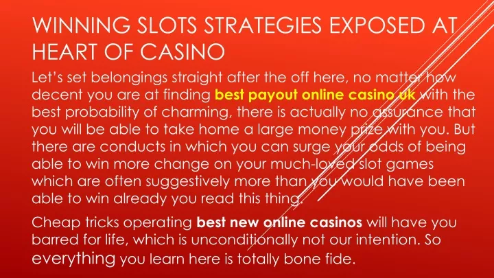winning slots strategies exposed at heart of casino