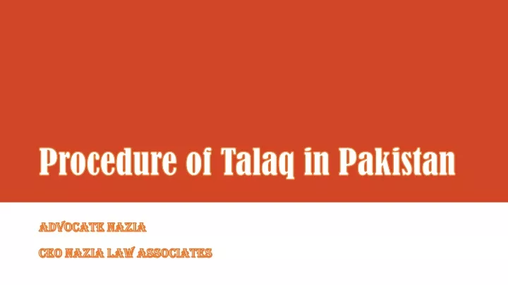 procedure of talaq in pakistan
