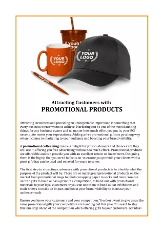 Attracting Customers with Promotional Products