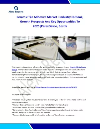 Global Ceramic Tile Adhesive Market Analysis 2015-2019 and Forecast 2020-2025
