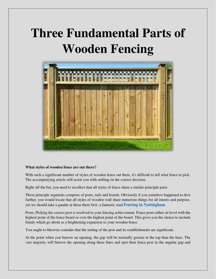 three fundamental parts of wooden fencing
