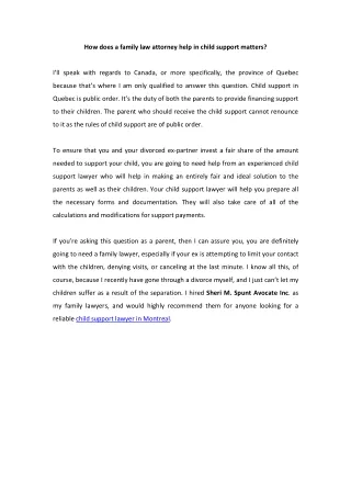 how does a family law attorney help in child