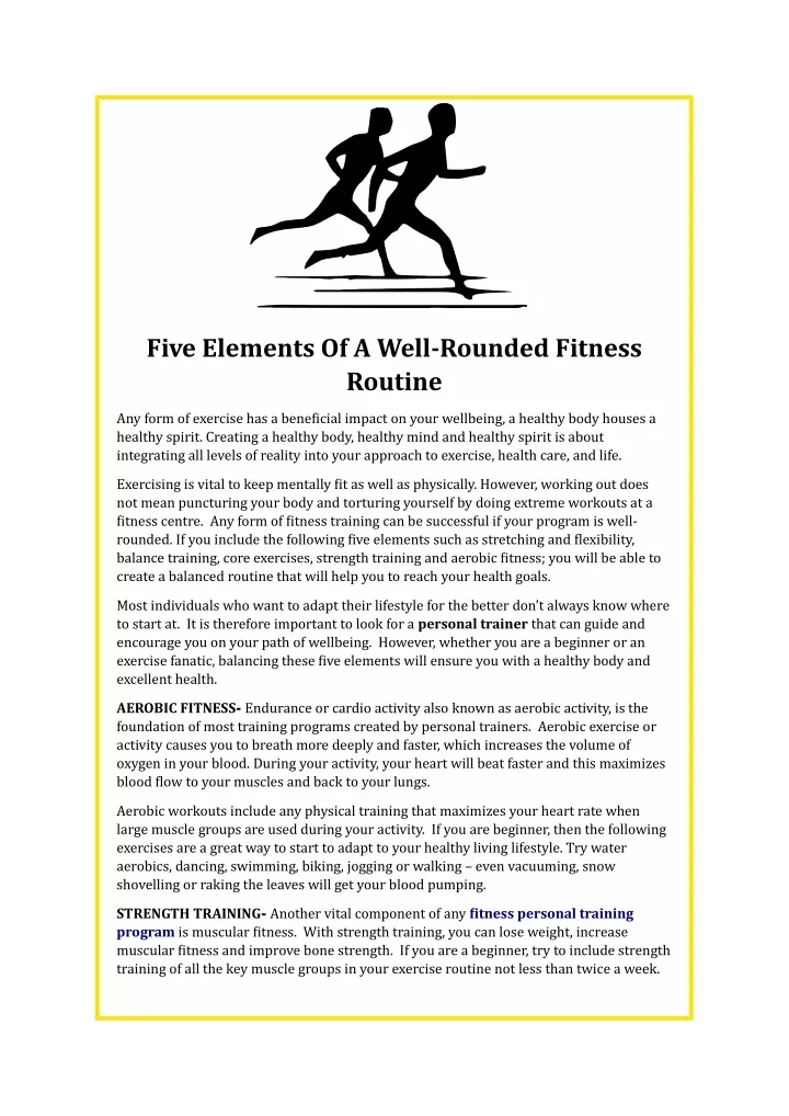 five elements of a well rounded fitness routine