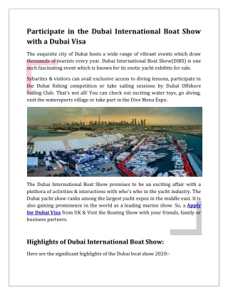 Participate in the Dubai International Boat Show with a Dubai Visa