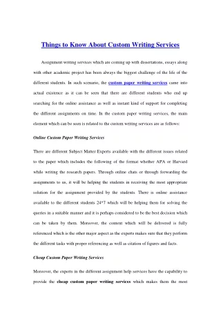 things to know about custom writing services
