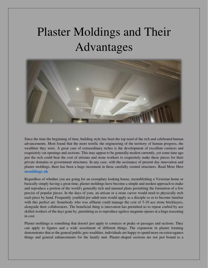 plaster moldings and their advantages