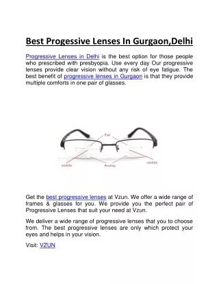 Best Progessive Lenses In Gurgaon,Delhi