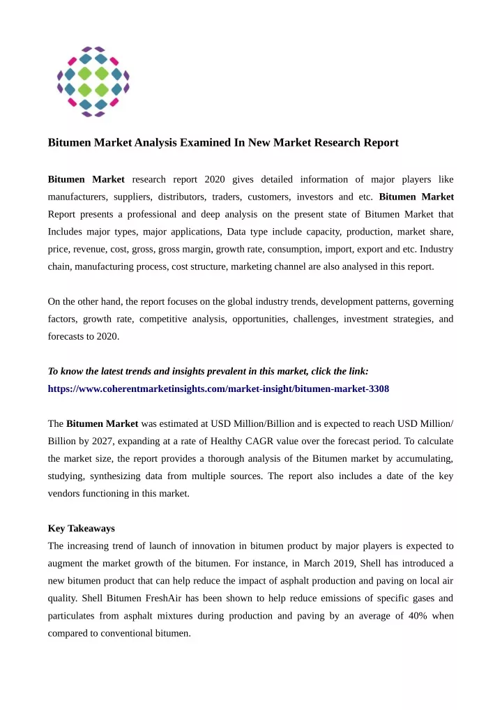 bitumen market analysis examined in new market