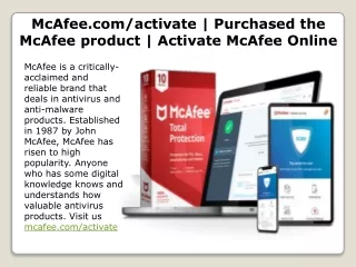 mcafee com activate purchased the mcafee product
