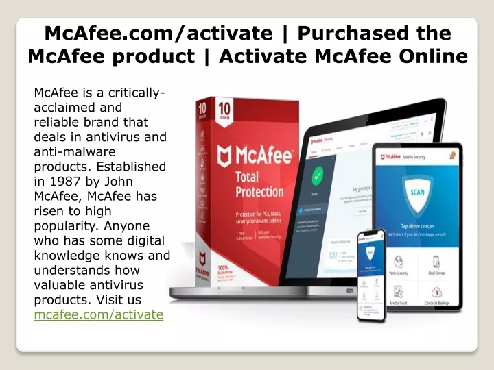 mcafee com activate purchased the mcafee product