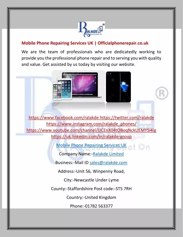 mobile phone repairing services