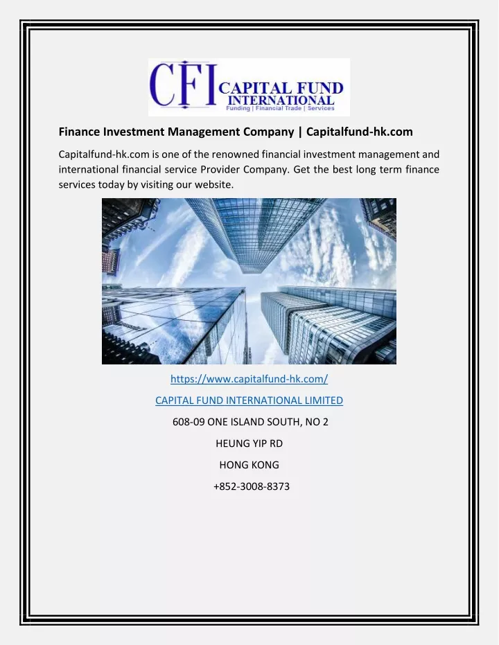 finance investment management company capitalfund