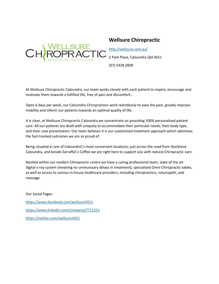 wellsure chiropractic