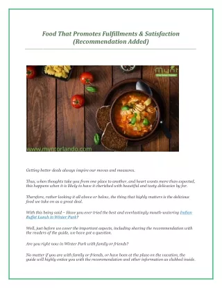 food that promotes fulfillments satisfaction
