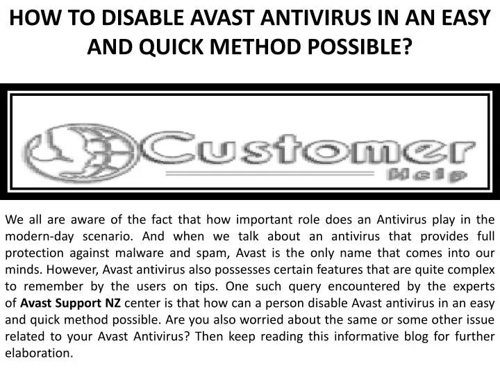 how to disable avast antivirus in an easy