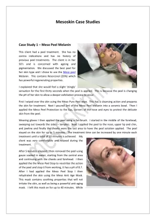 Meso peel case study - Skincare | Mesoskinline