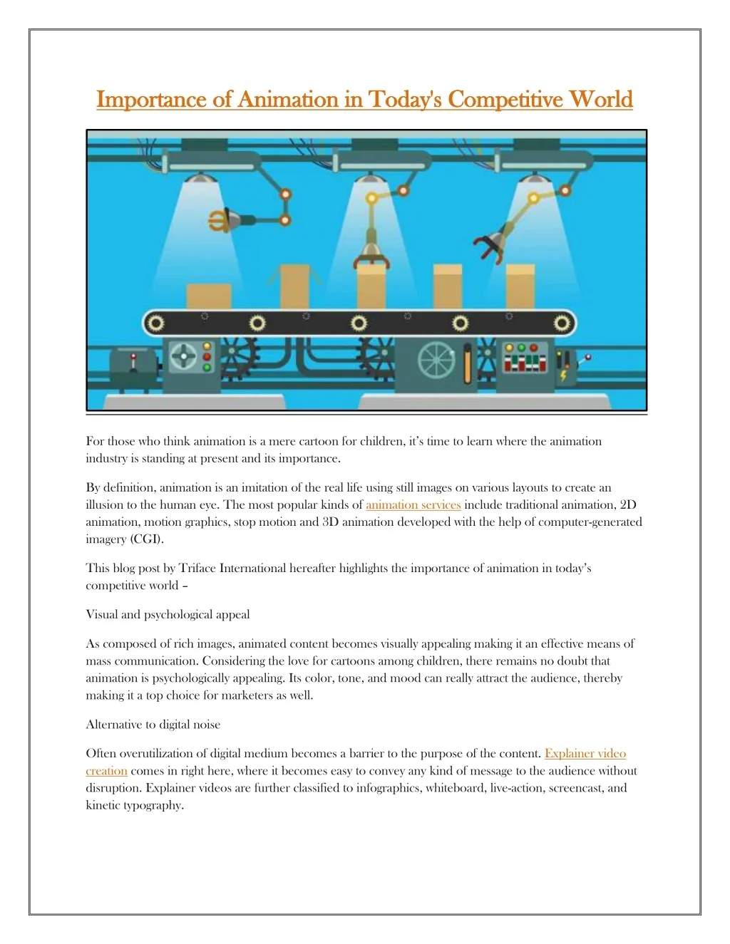 Importan Animation PPT - Importance of Animation in Today's Competitive World PowerPoint ...