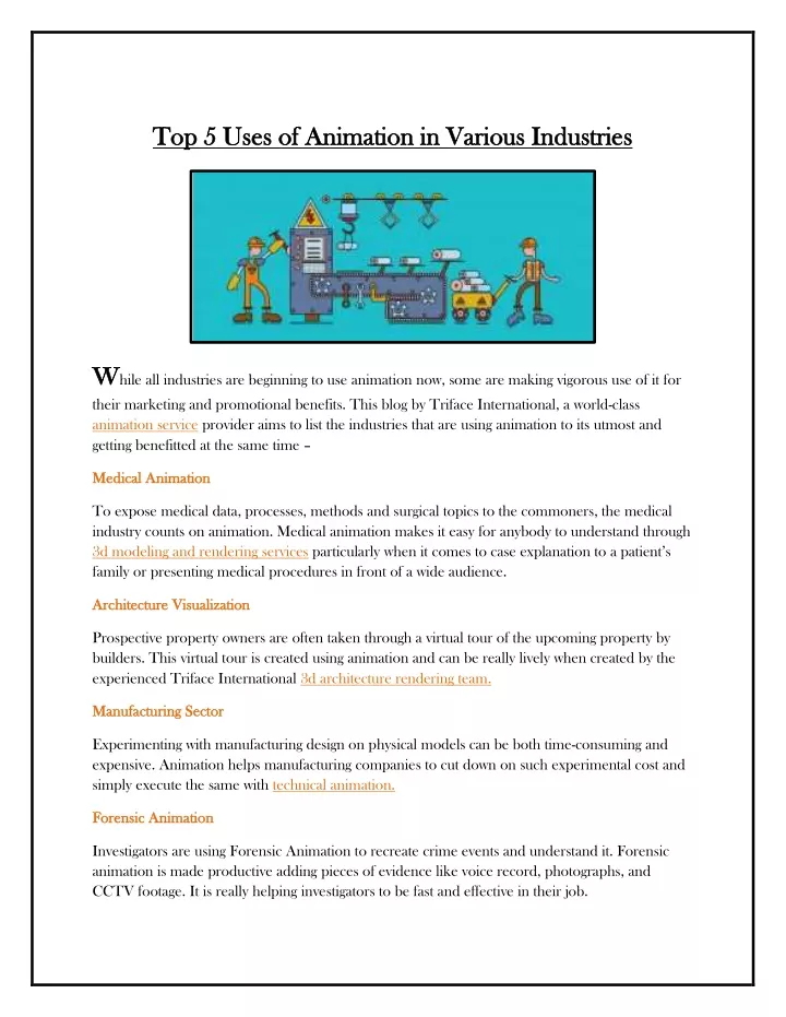 top 5 uses of animation in various industries