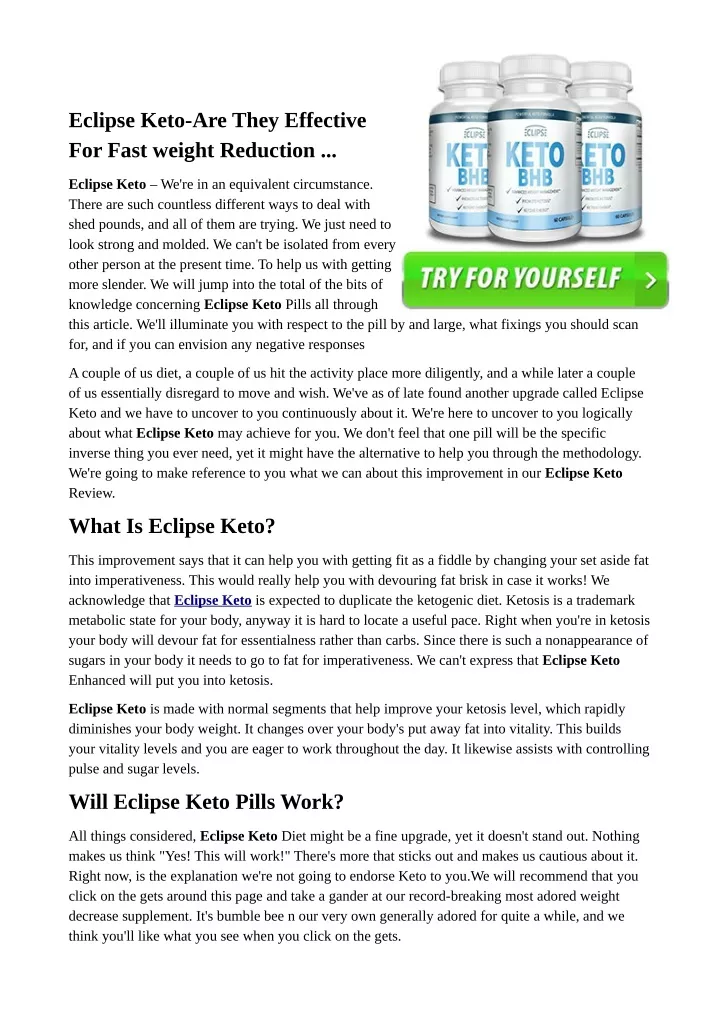 eclipse keto are they effective for fast weight