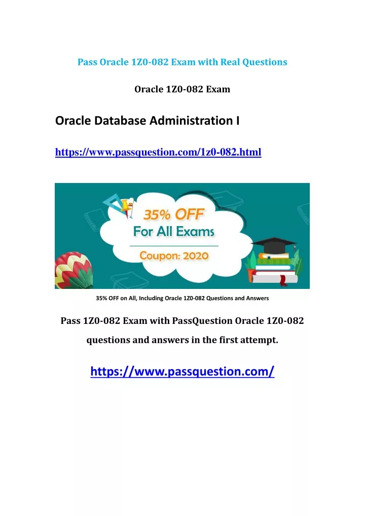 pass oracle 1z0 082 exam with real questions