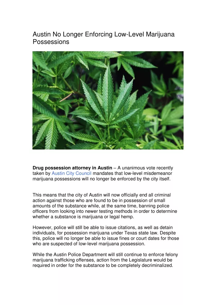 austin no longer enforcing low level marijuana