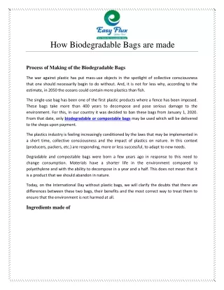 How to make Biodegradable Plastic Bags