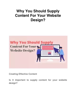 why you should supply content for your website design