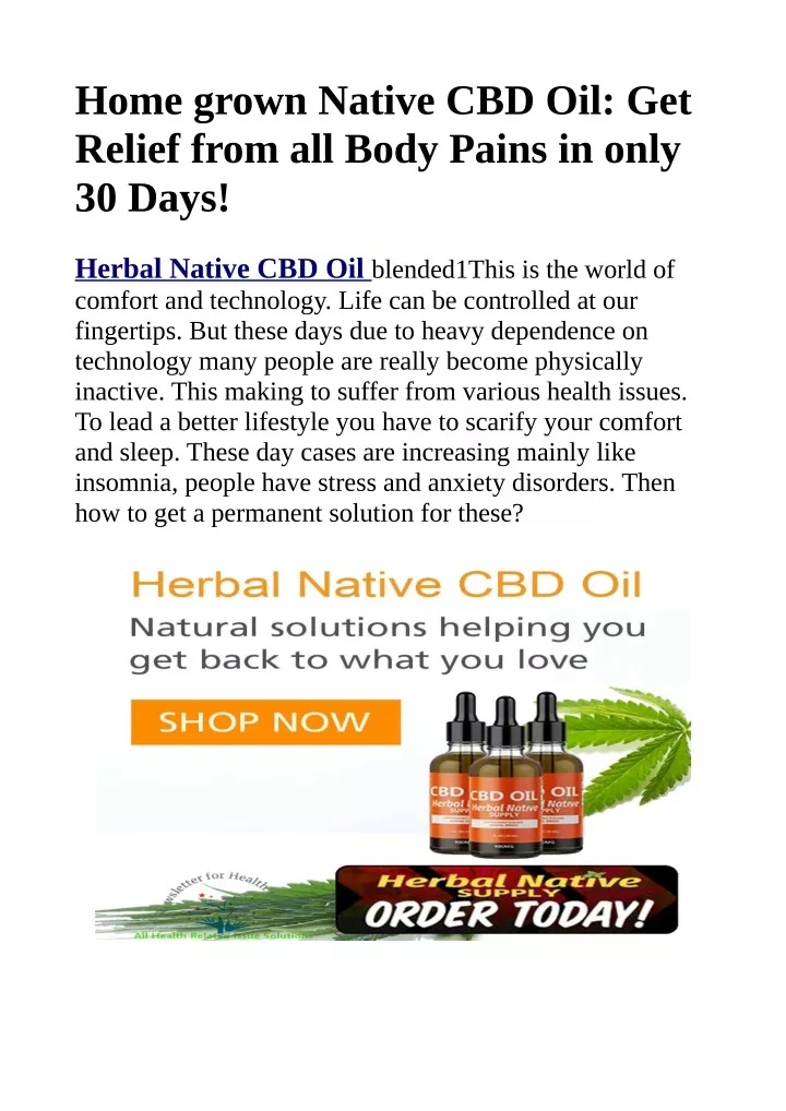 home grown native cbd oil get relief from
