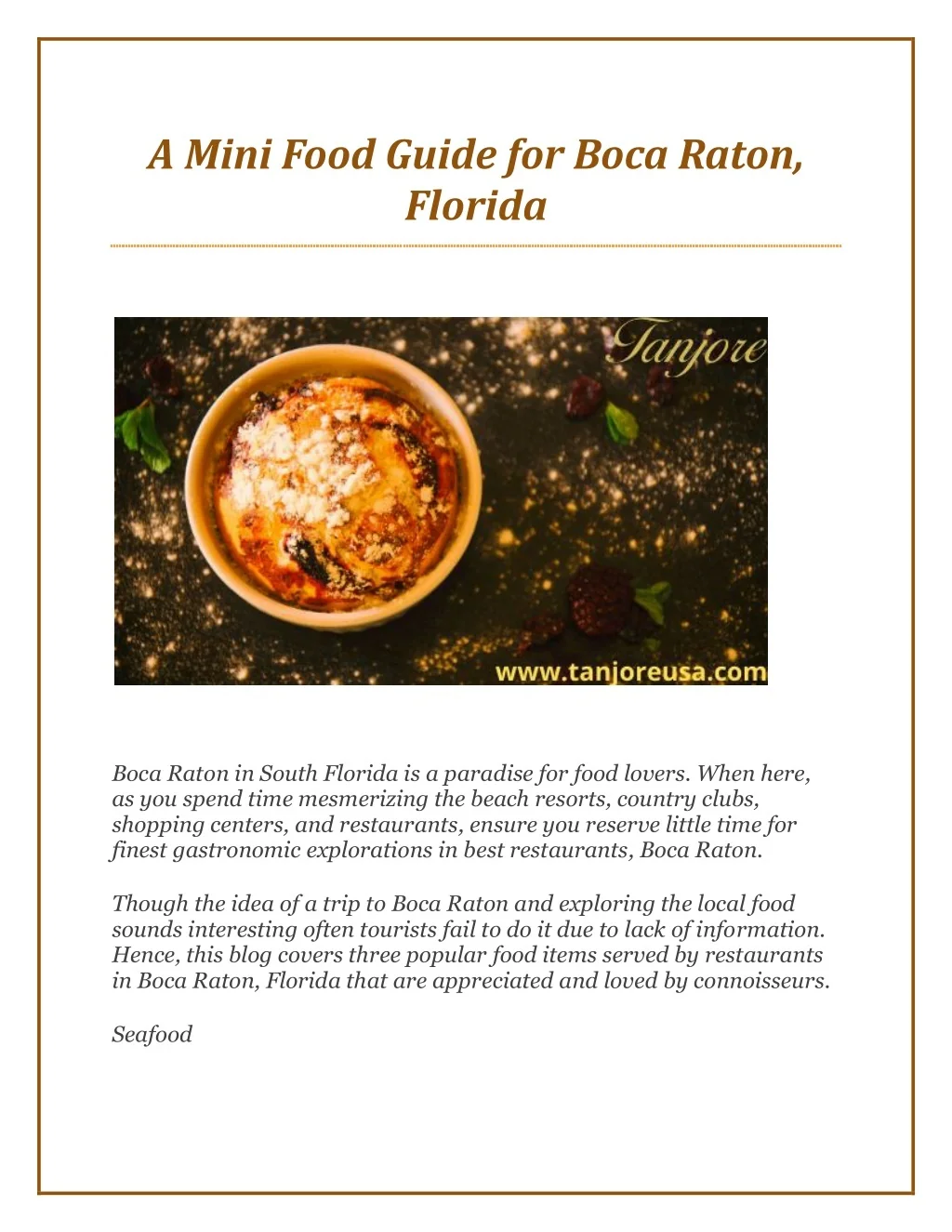 PPT - A Mini Food Guide for Boca Raton, Florida PowerPoint Presentation ...