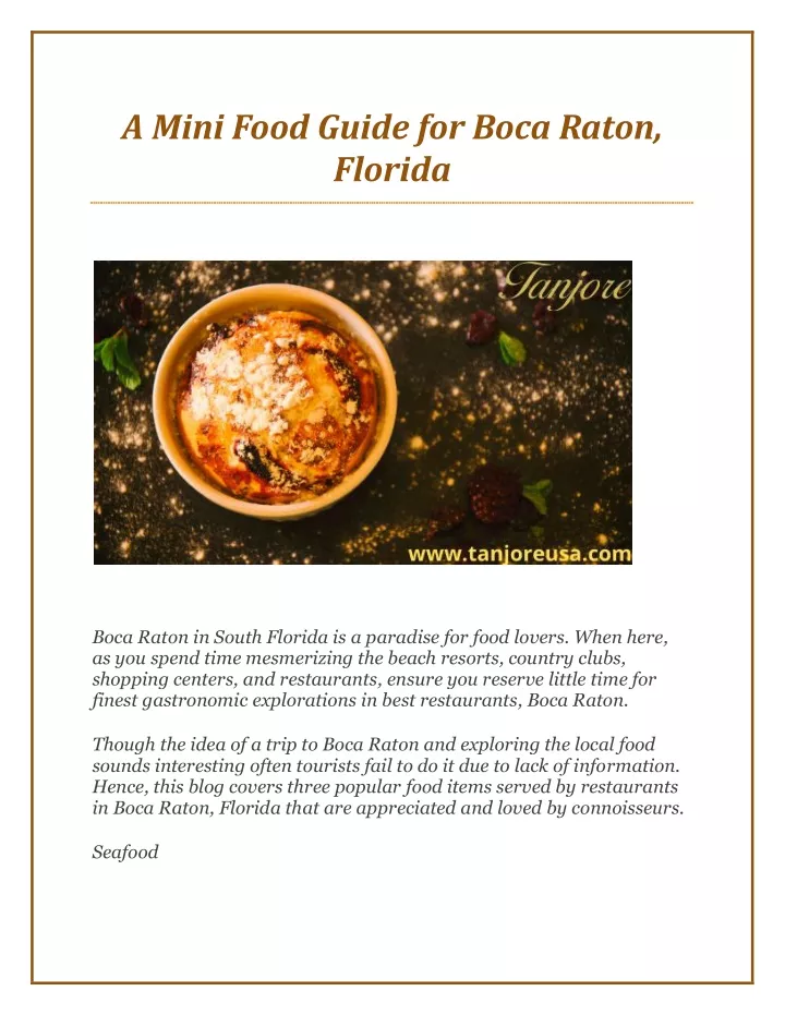 a mini food guide for boca raton florida
