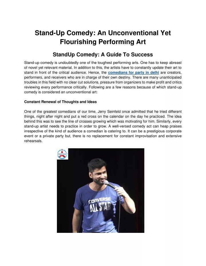 stand up comedy an unconventional yet flourishing