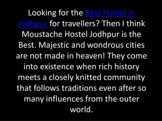 looking for the best hostel in jodhpur
