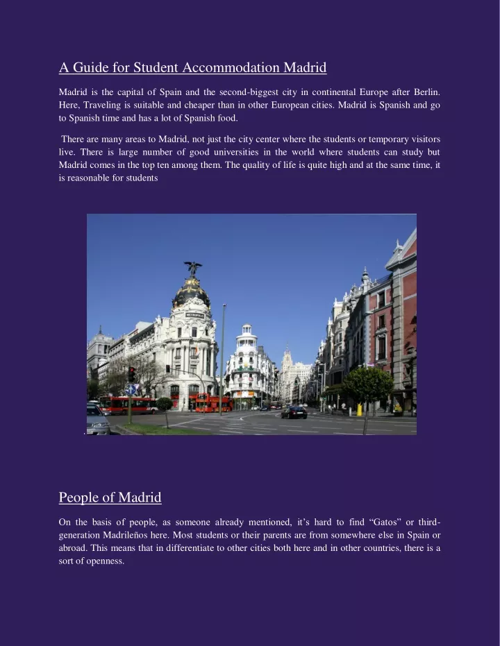 a guide for student accommodation madrid