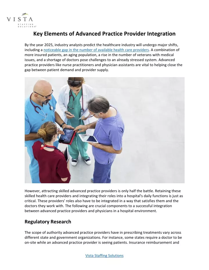 key elements of advanced practice provider