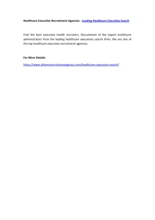 healthcare executive recruitment agencies leading
