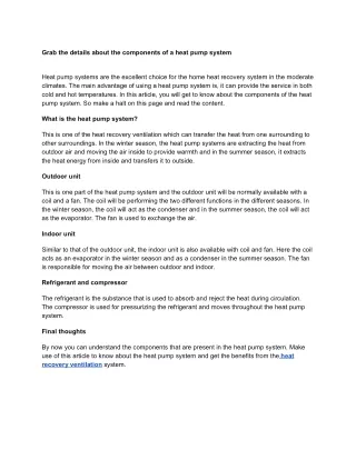 grab the details about the components of a heat